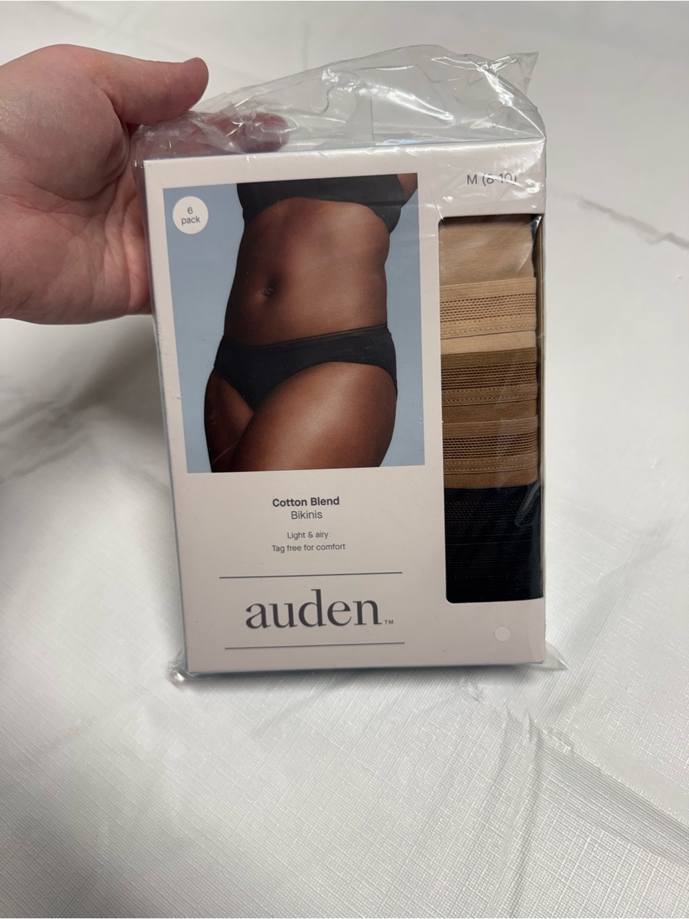 Auden Cotton Blend Bikini Briefs - Black and Nude Tones (6-Pack)